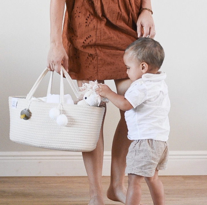 Cotton Rope Diaper Caddy | Neutral