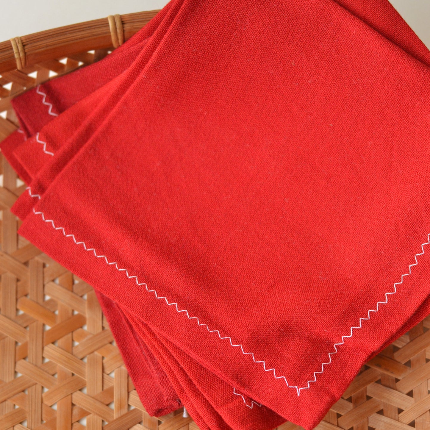 Red Square Cloth Napkins, Set of 4