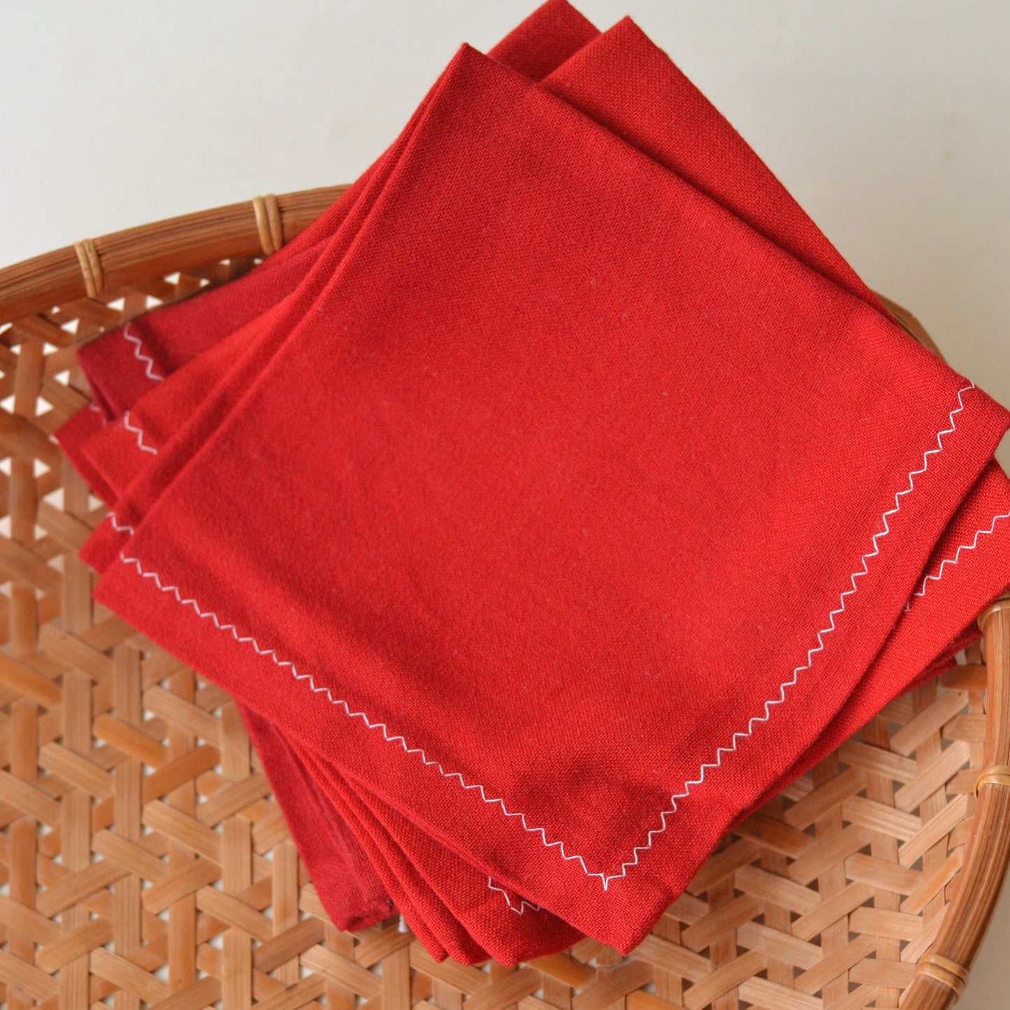 Red Square Cloth Napkins, Set of 4