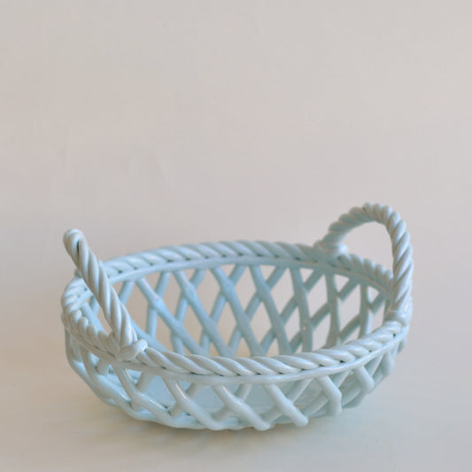 Ceramic Fruit Basket, Pale Blue