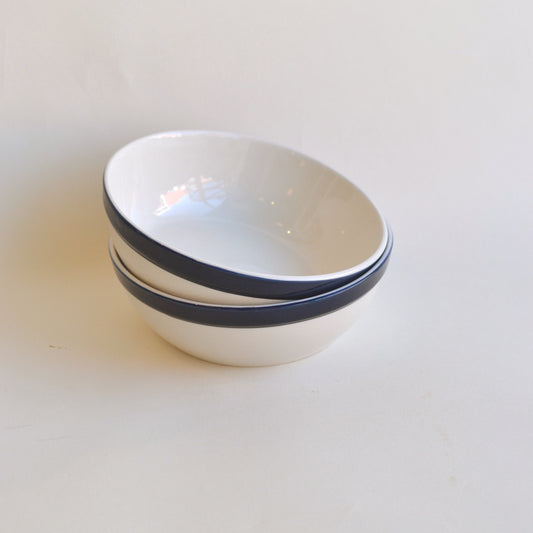 Cereal Blue Striped Bowl, Pair