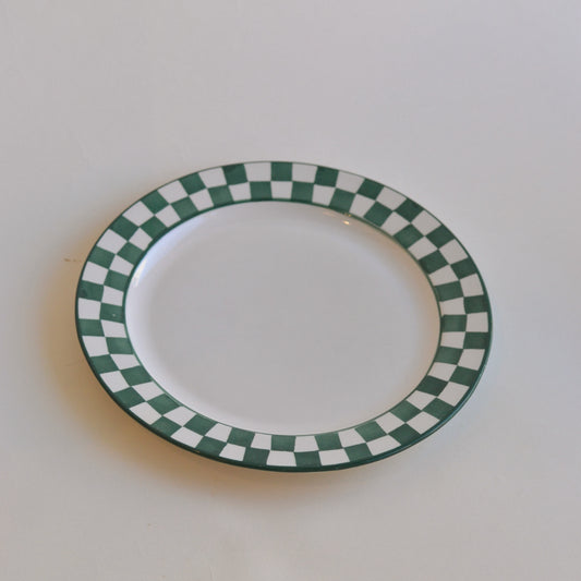 Teal Checkered Serving Plate