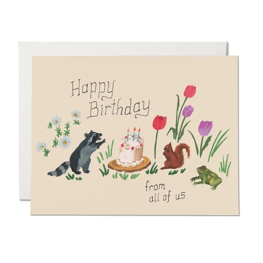 Red Cap Cards |  Birthday Critters Card