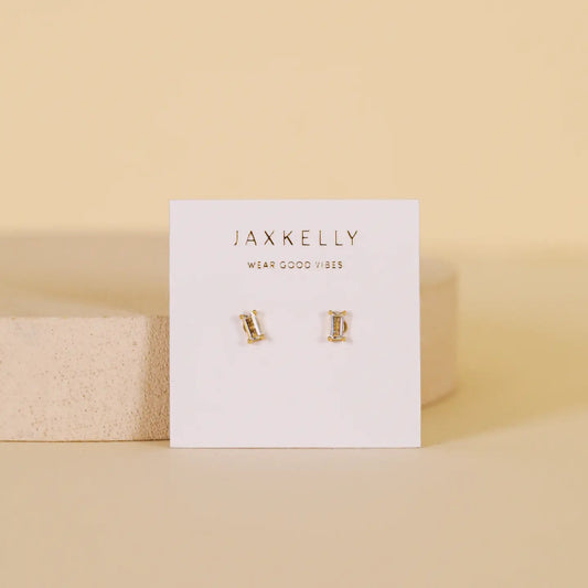 Jax Kelly |  Baguette Clear Gold Earrings