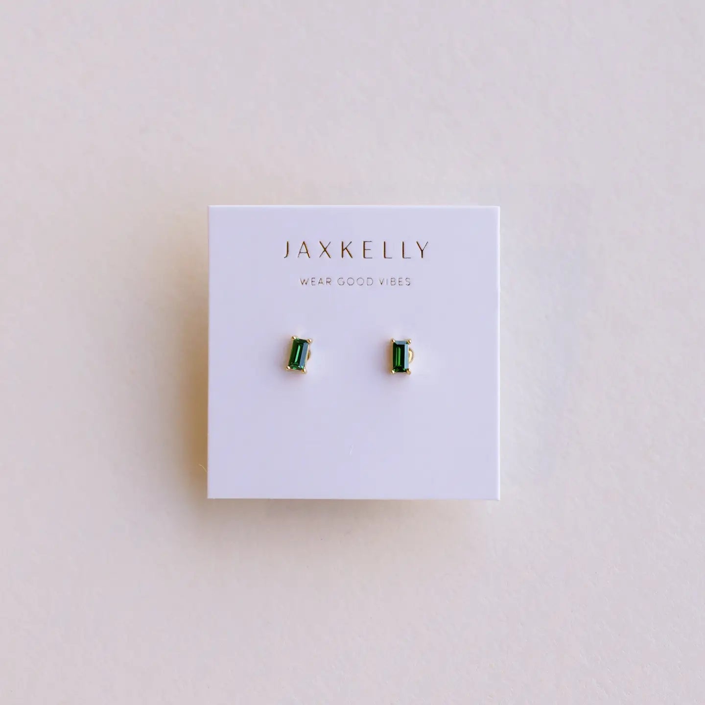 Jax Kelly |  Baguette Emerald Gold Earrings
