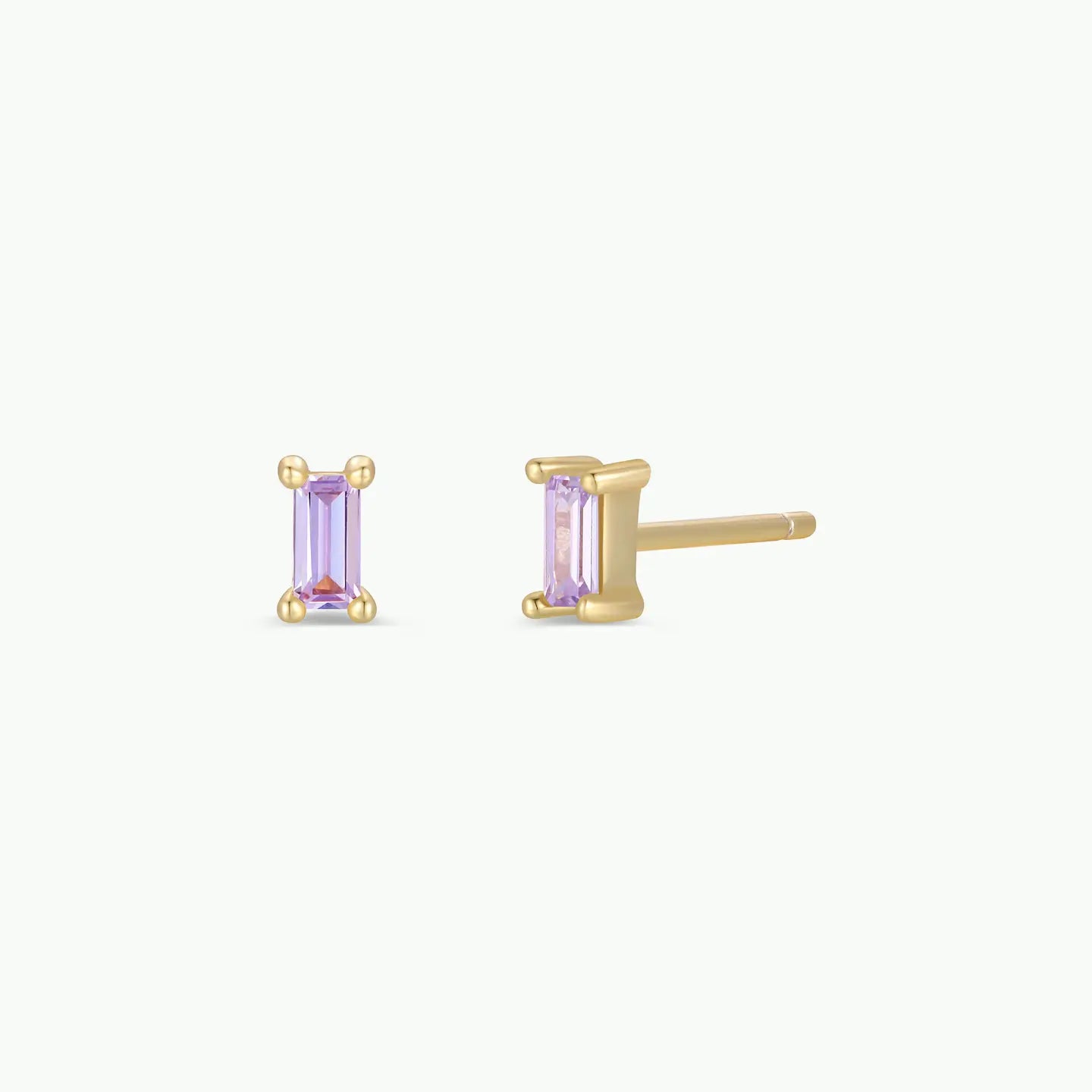 Jax Kelly |  Baguette Lilac Gold Earring
