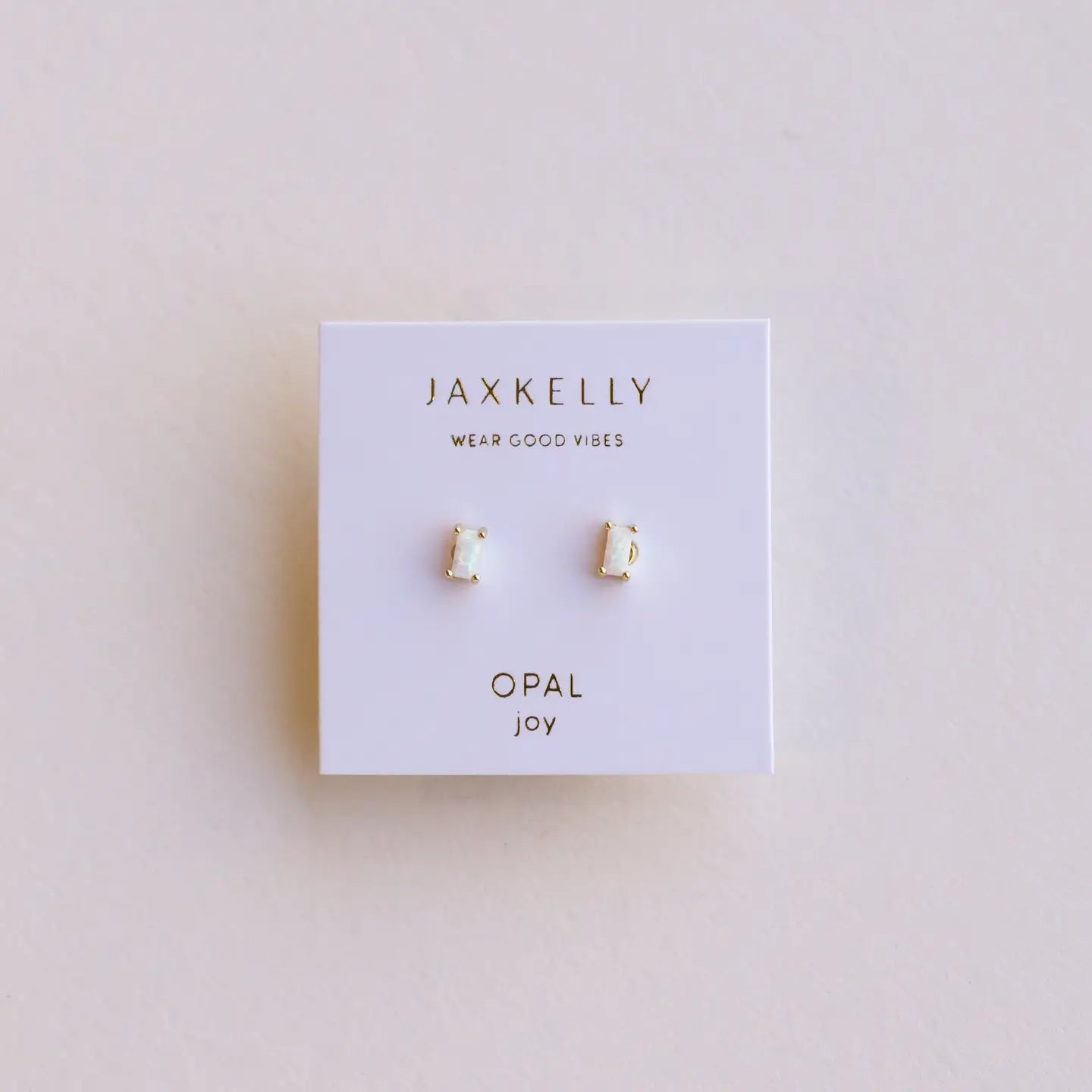 Jax Kelly |  Baguette White Opal Earrings
