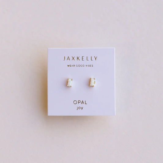 Jax Kelly |  Baguette White Opal Earrings