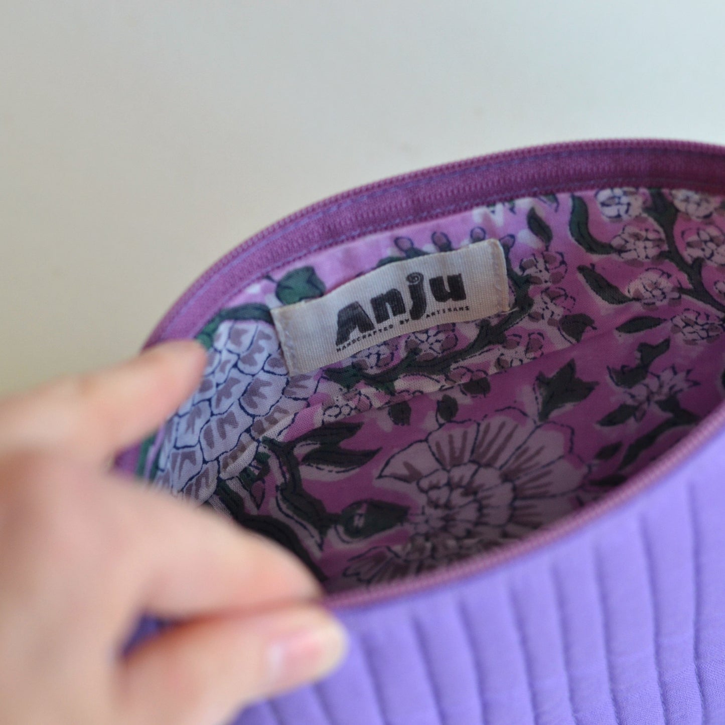 Anju | Quilted Cotton Travel Pouch, Purple