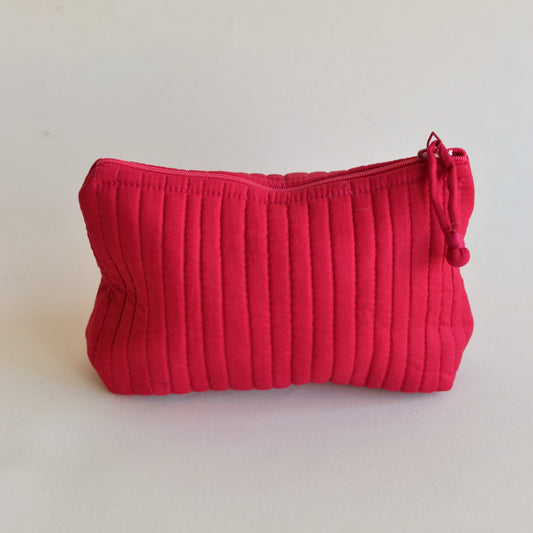 Anju | Quilted Cotton Travel Pouch, Fuscia