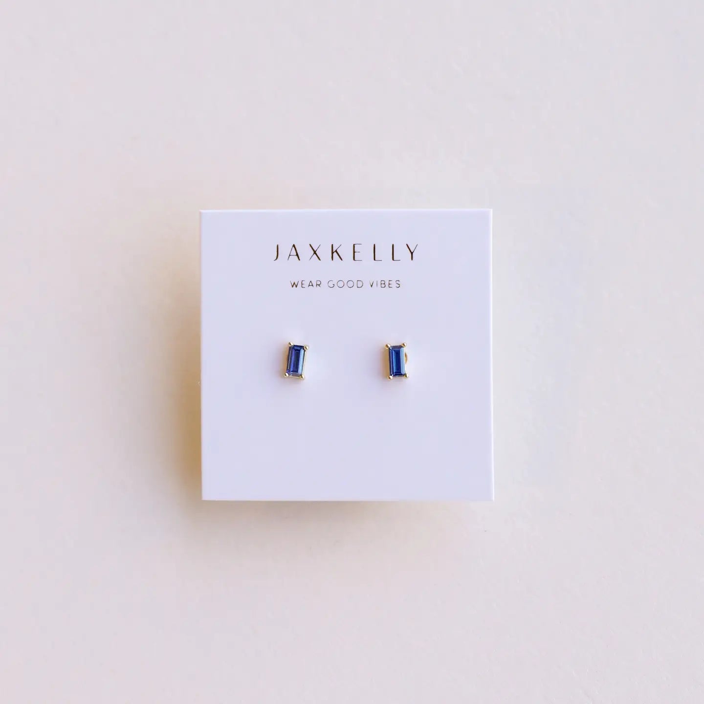 Jax Kelly |  Baguette Sapphire Gold Earrings