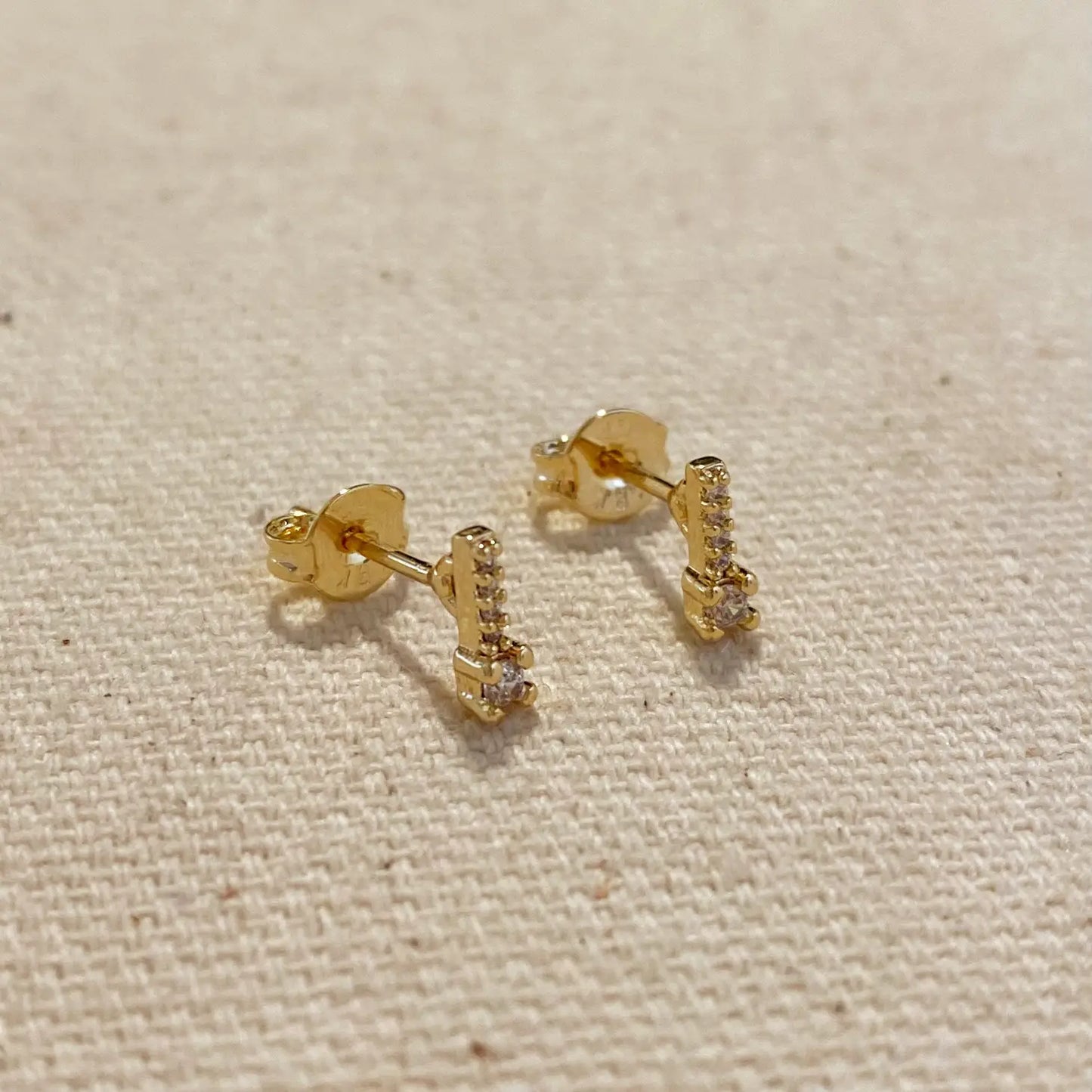 Goldfi| 18k Gold Filled Bar Stud Earrings with Micro Cubic Zirconia Stones