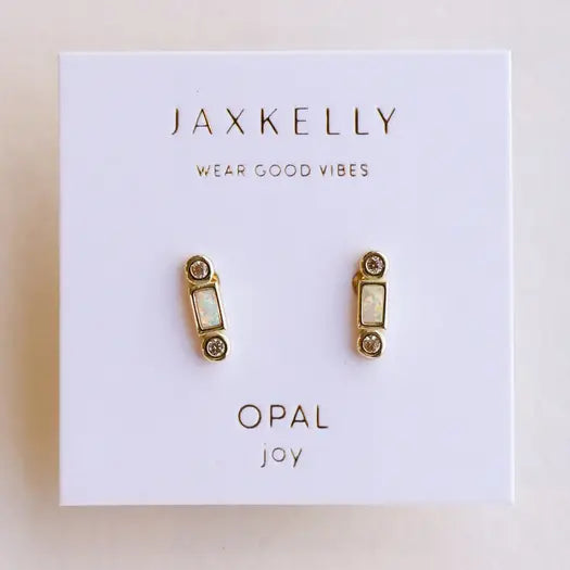 Jax Kelly |  Bar Opal White Gold Earrings