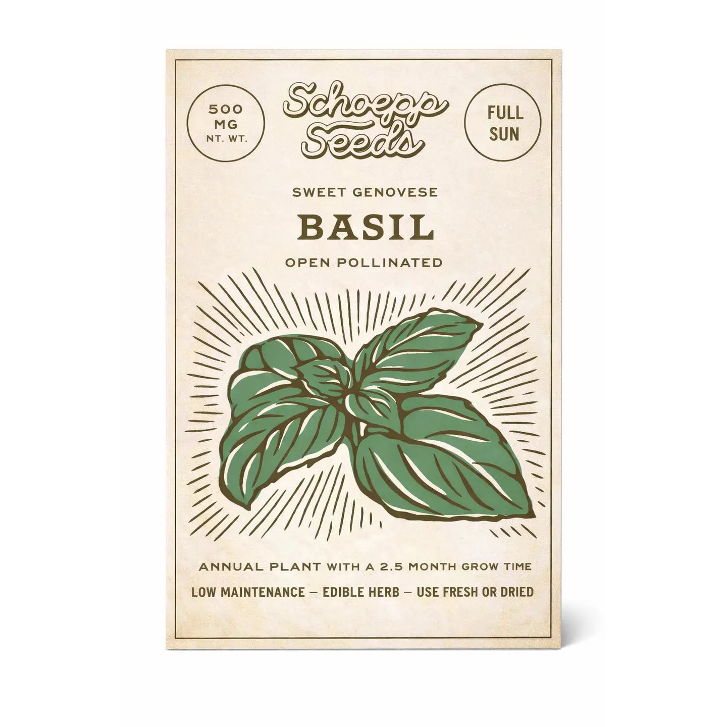 Schoepp Seeds | Basil Heirloom Seed Packet