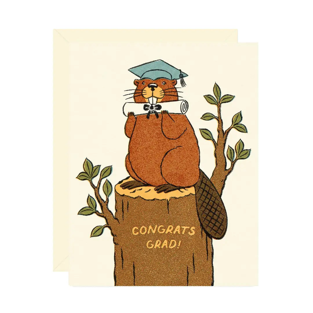 Wallflower Paper & Party | Beaver Graduation Card