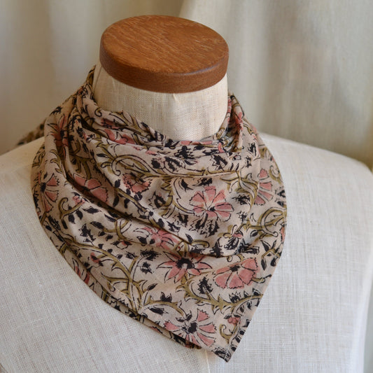 White Lotus Fashions |  Kalamkari Cotton Bandana-Blossom Breeze