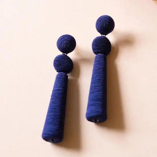 Dune Earrings | Fabric Wrapped Cobalt Drop Earrings
