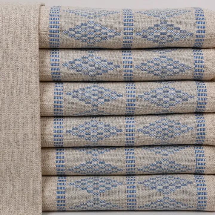 Turkish Towel | Diamond Linen Hand Towel, Blue
