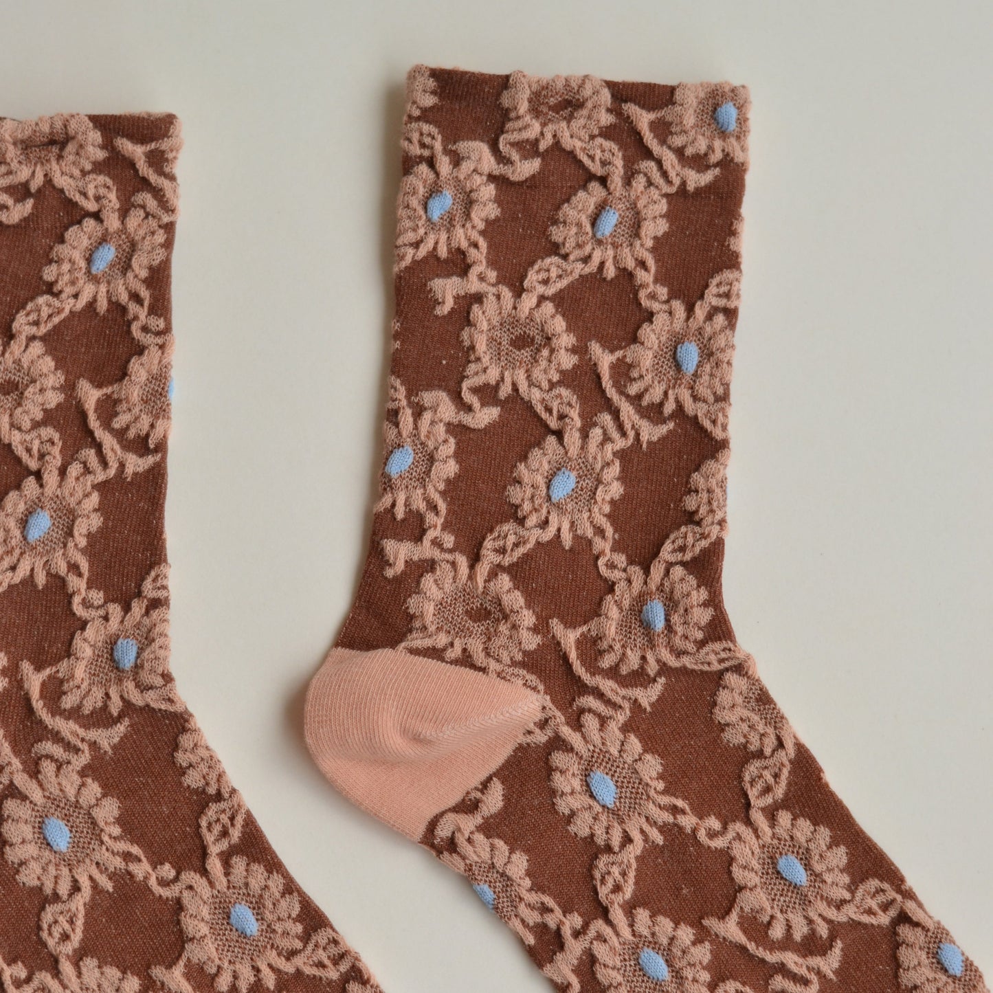 Fall Socks | Rust and Blue Dot Floral