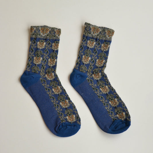 Fall Socks | Navy Blue Floral