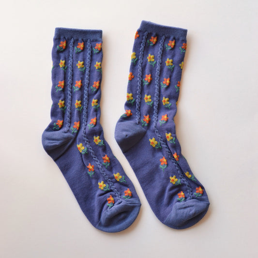 Tiepology | Indigo Floral Socks