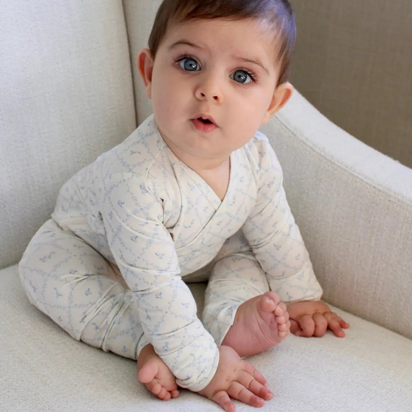 Little Threads | Blue Lattice Bamboo Wrap Footie