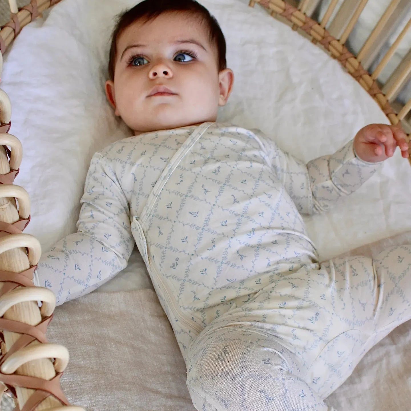 Little Threads | Blue Lattice Bamboo Wrap Footie