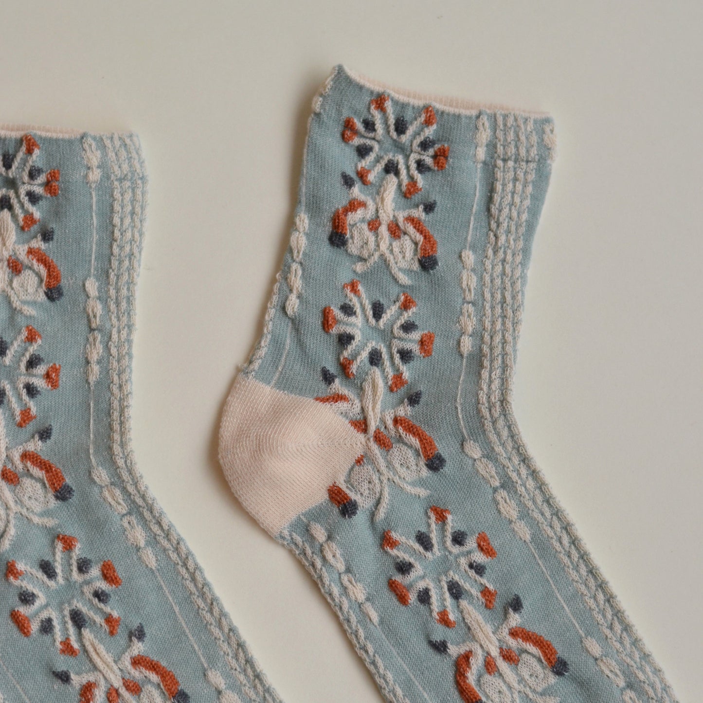 Fall Socks | Blue with Orange Floral
