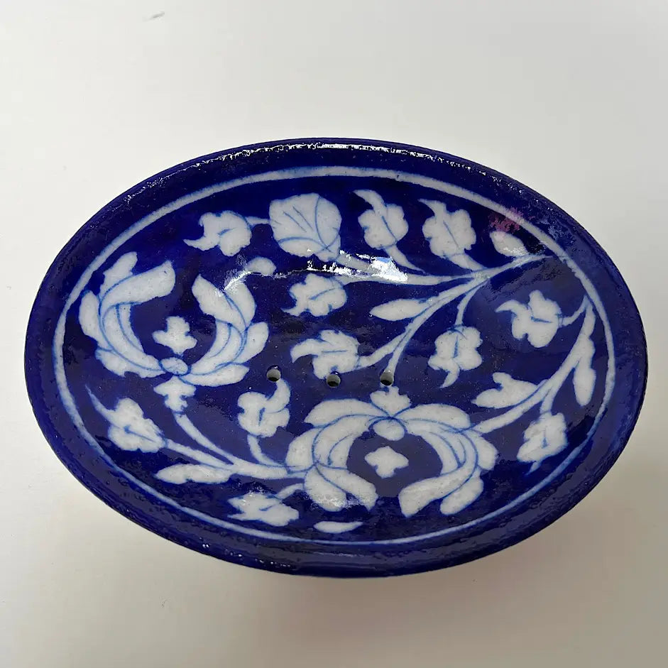 Natural Habitat | Indigo and White Oval Soap Dish