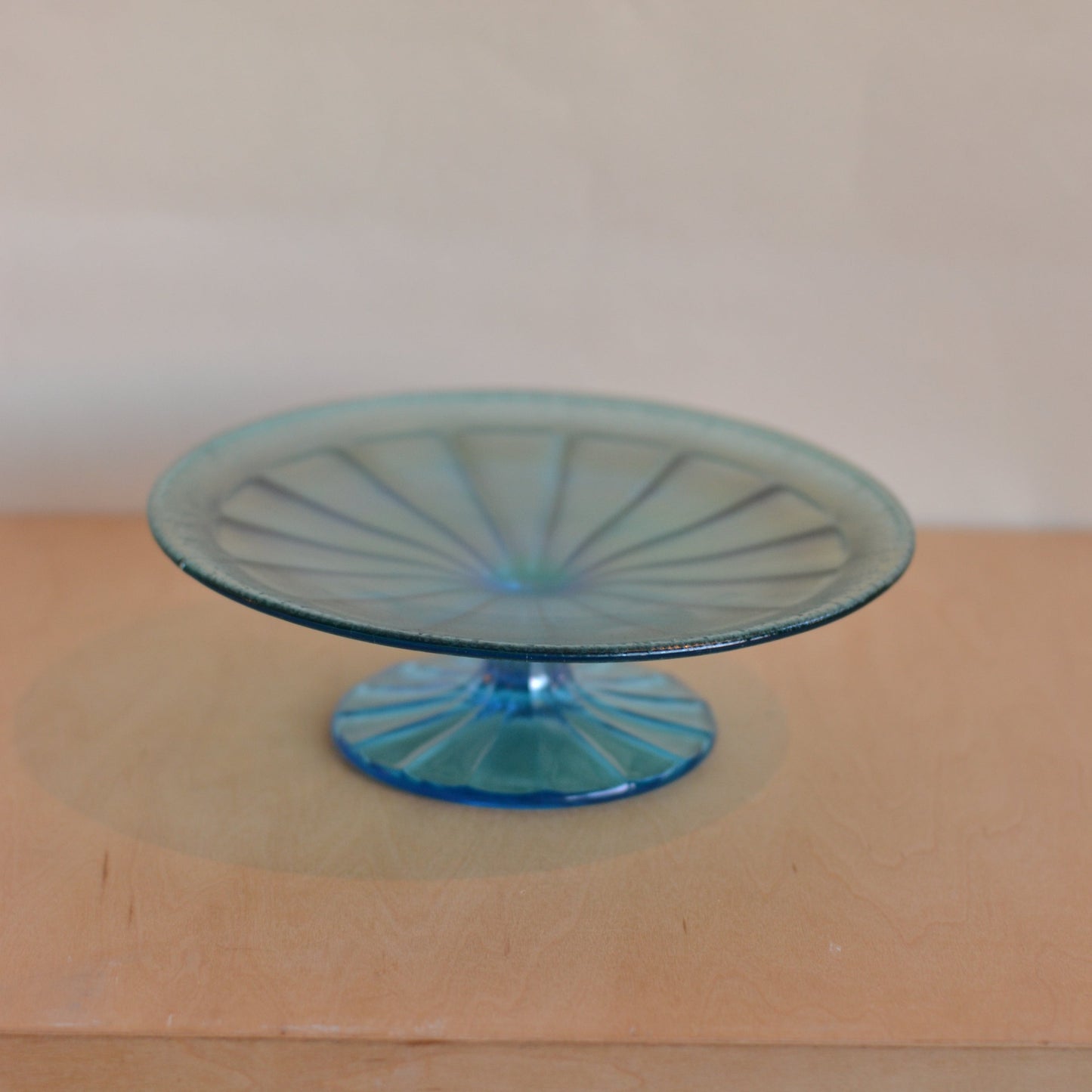 Small Blue Glass Pedestal Plate
