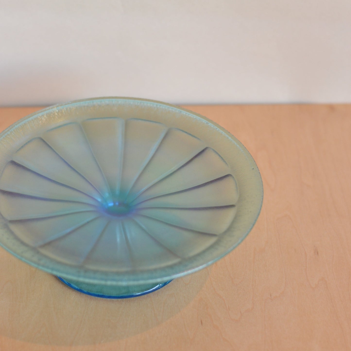 Small Blue Glass Pedestal Plate