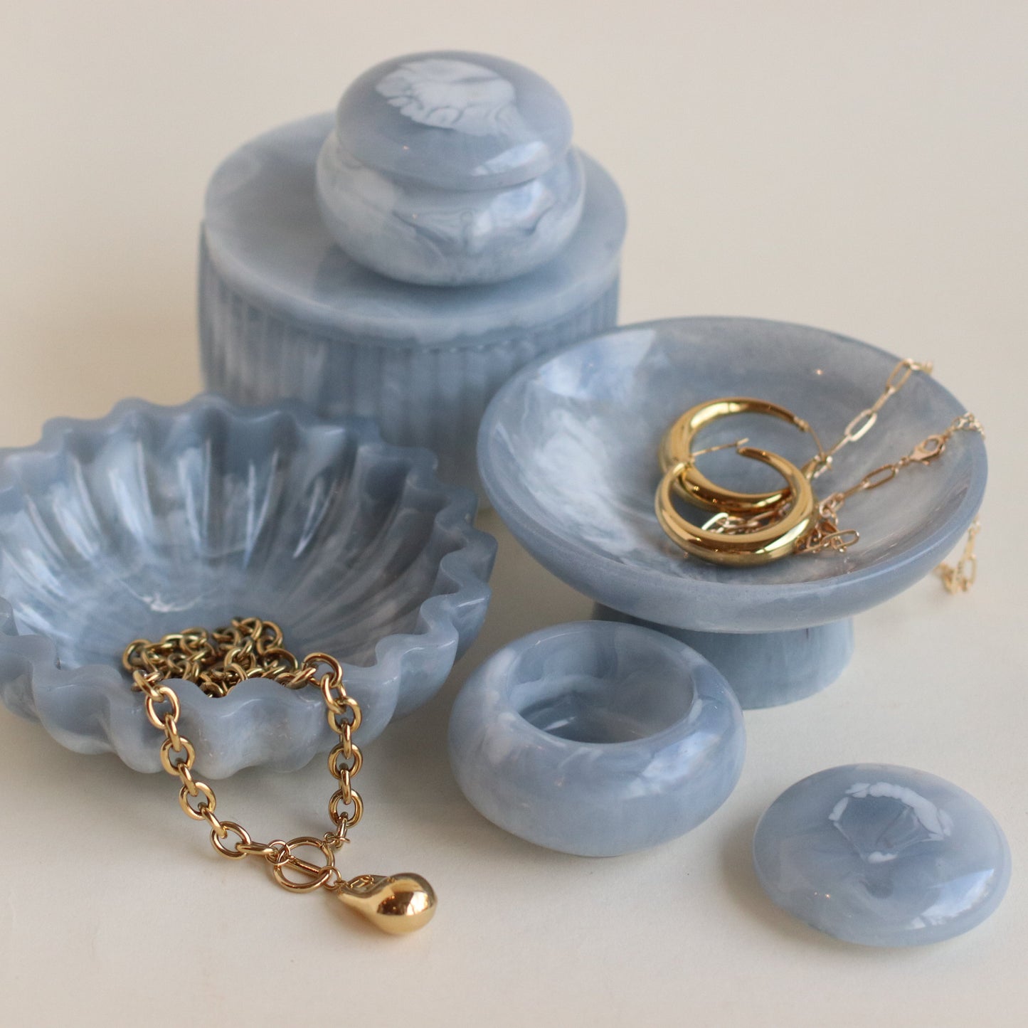 V. Rogers Designs | Handmade Resin Catchalls, Sky Blue, Choose your Style