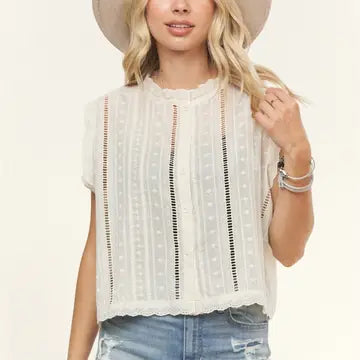 Sleeveless Lace Trim Blouse
