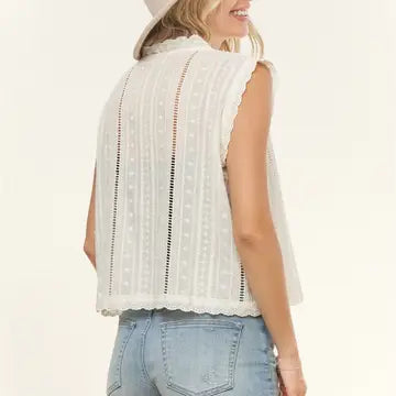 Sleeveless Lace Trim Blouse