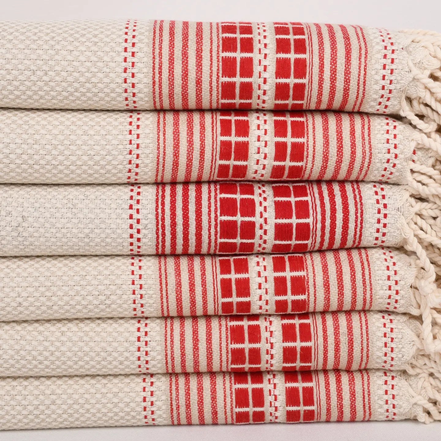 Turkish Towel | Luxury Bath Towel,  Bold Red Stripe