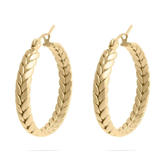 Dune Hoops | Gold Stainless Steel Braided Hoop Earrings