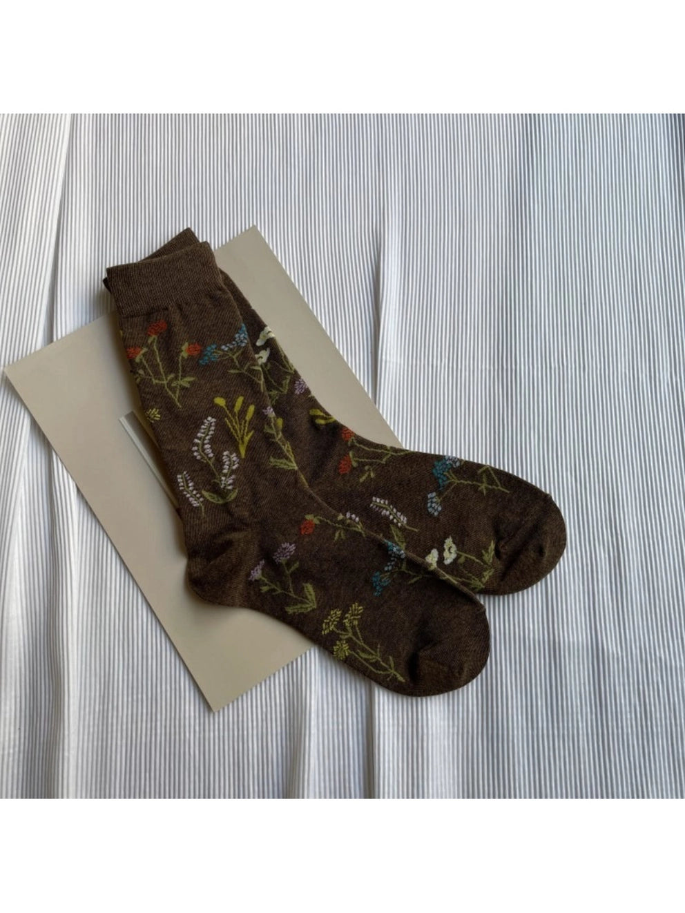 Dune Socks | Delicate Botanical Trouser Sock, Brown