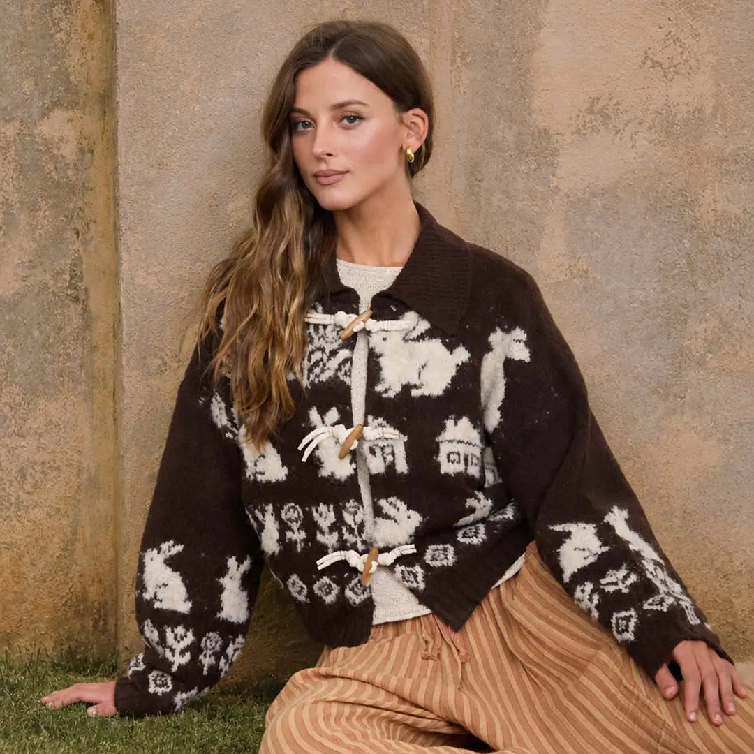 Bunny Motif Toggle Detail Sweater