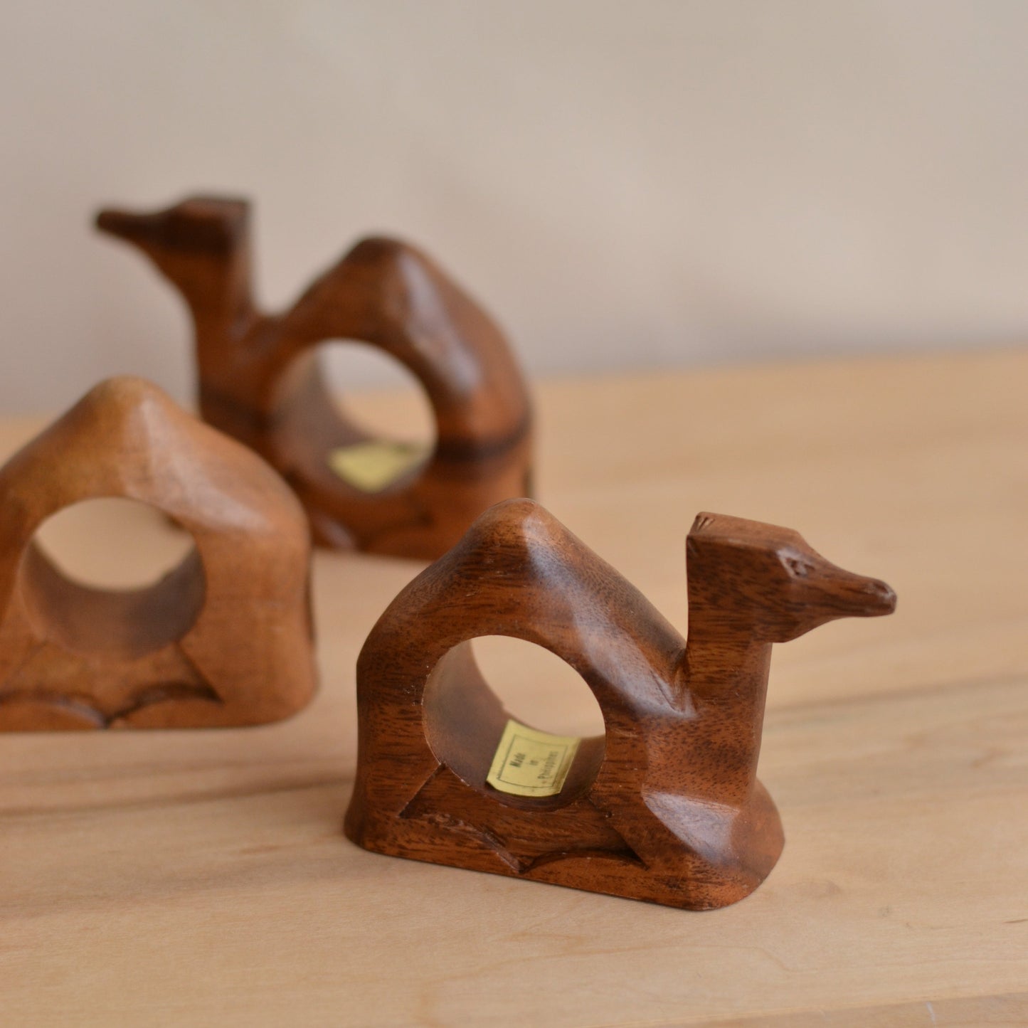 Wood Camel Napkin Rings, Set of 5
