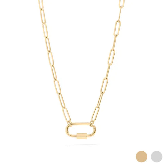 Dune Chain | Paperclip Carabiner Charm Holder Necklace, 16"