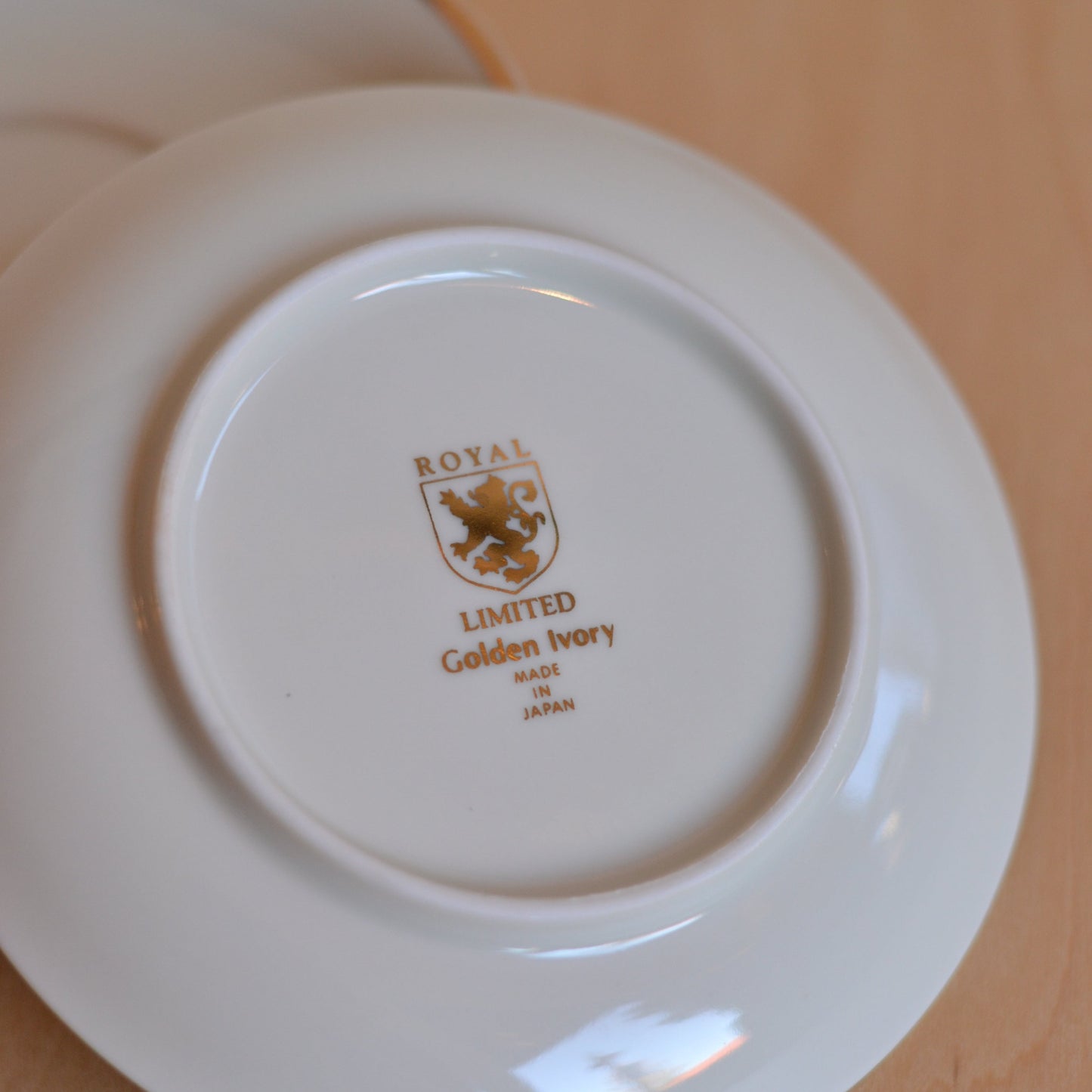 Tiny Cream Ceramic Plates with Gold Rim, Set of 4