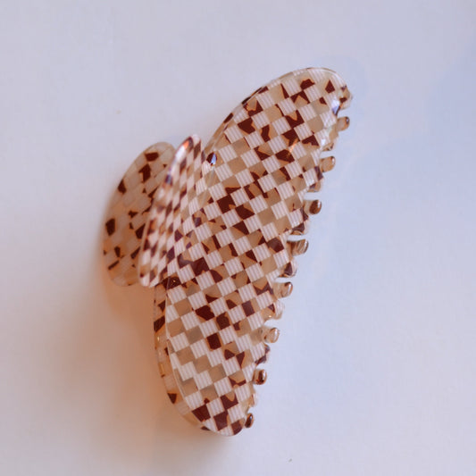 Dune Clips | Neutral Checkerboard Hair Clip