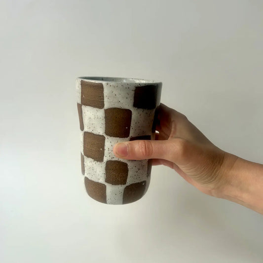 Sarah Mennell Ceramics | Handmade Ceramic Tumbler, Checkerboard