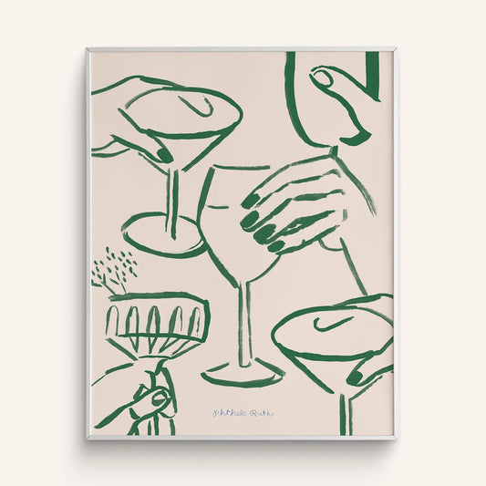 Phthalo Ruth | Cheers Cocktail Art Print, 8 X 10