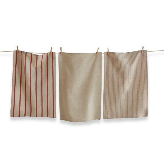 Cotton Towel  | Farmhouse Red Stripe, Set of 3