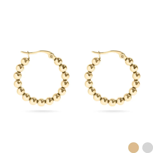 Dune Hoops | Gold Stainless Steel Circle Ball Hoop Earrings