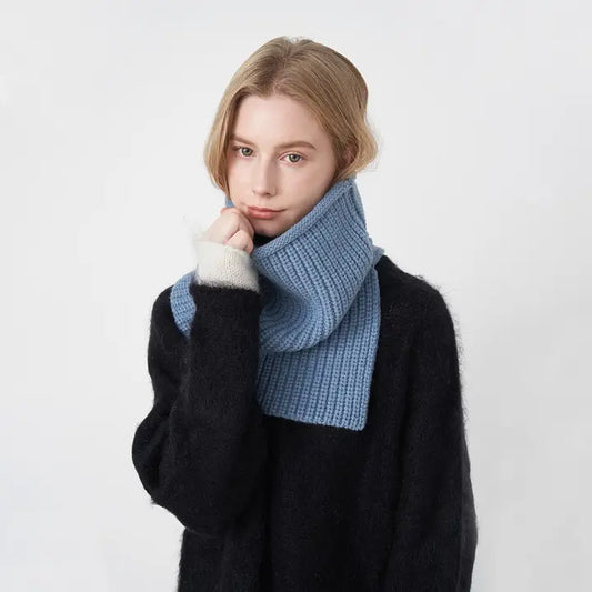 Dune Accessories | Solid Knit Split Collar Scarf, Sky Blue