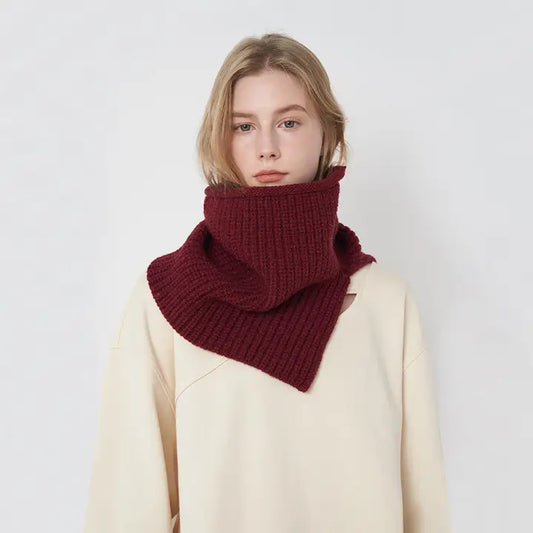 Dune Accessories | Solid Knit Split Collar Scarf, Burgandy
