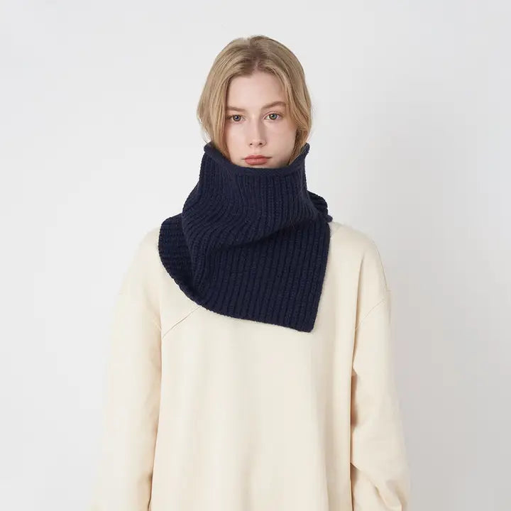 Dune Accessories | Solid Knit Split Collar Scarf, Navy