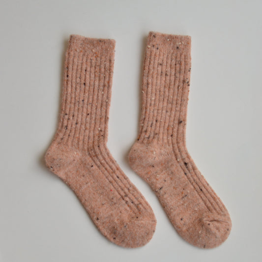 Winter Socks | Thick Wool Blend Confetti Socks, Pink